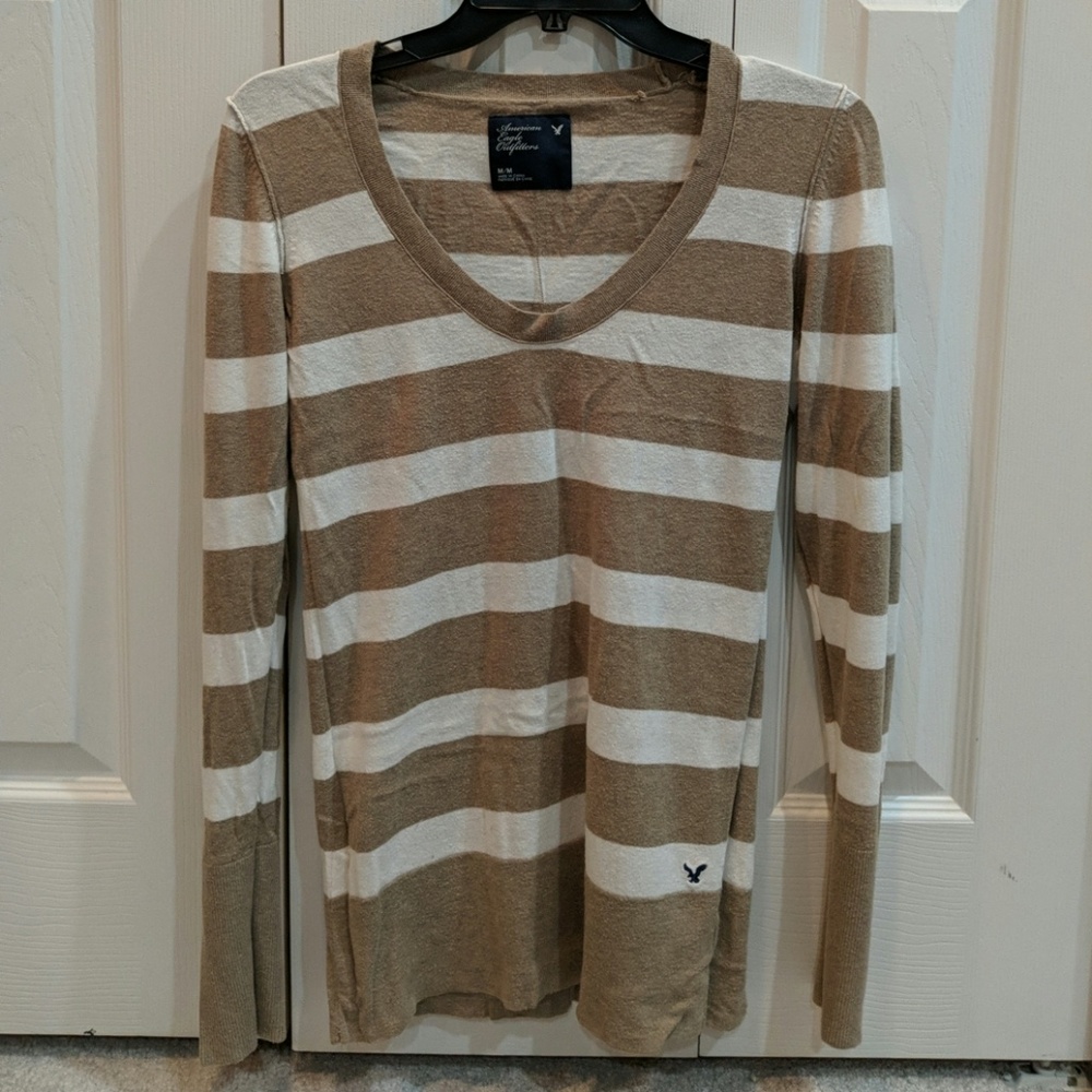 American Eagel Long Sleeve Striped Sweater